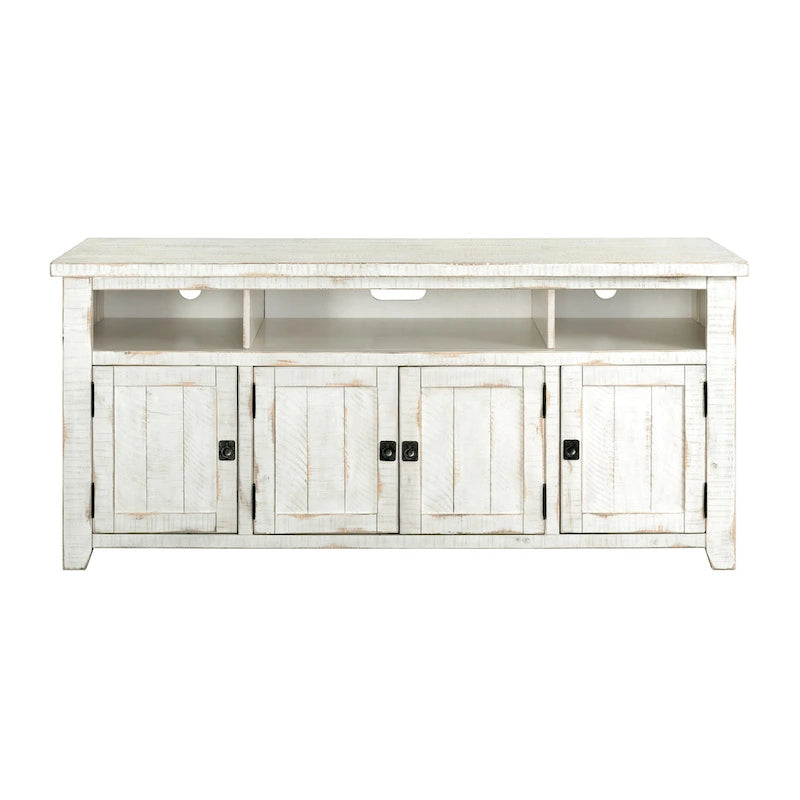 Meuble TV en bois massif de 165 cm de large avec rangement