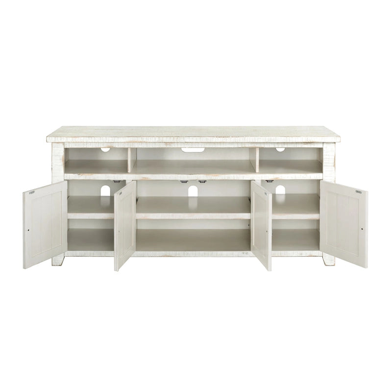 Meuble TV en bois massif de 165 cm de large avec rangement
