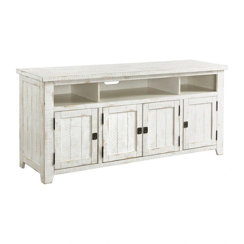 Meuble TV en bois massif de 165 cm de large avec rangement