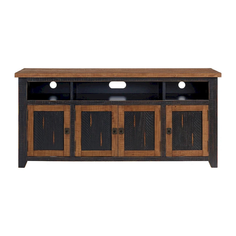 Meuble TV en bois massif de 165 cm de large avec rangement