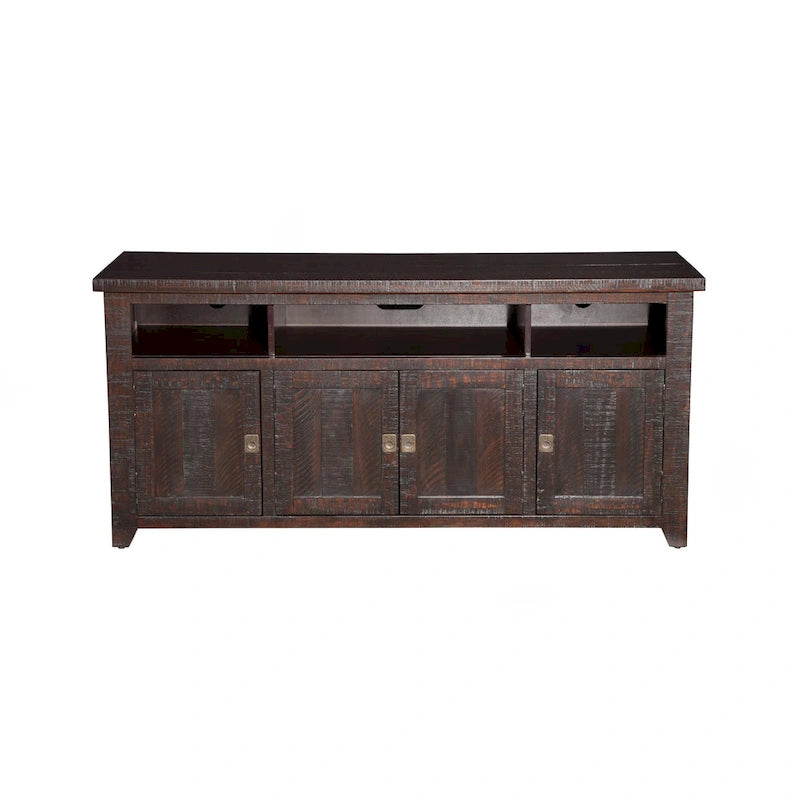 Meuble TV en bois massif de 165 cm de large avec rangement