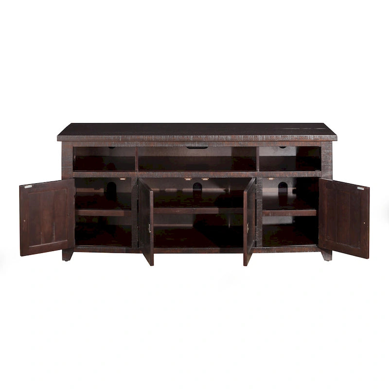 Meuble TV en bois massif de 165 cm de large avec rangement