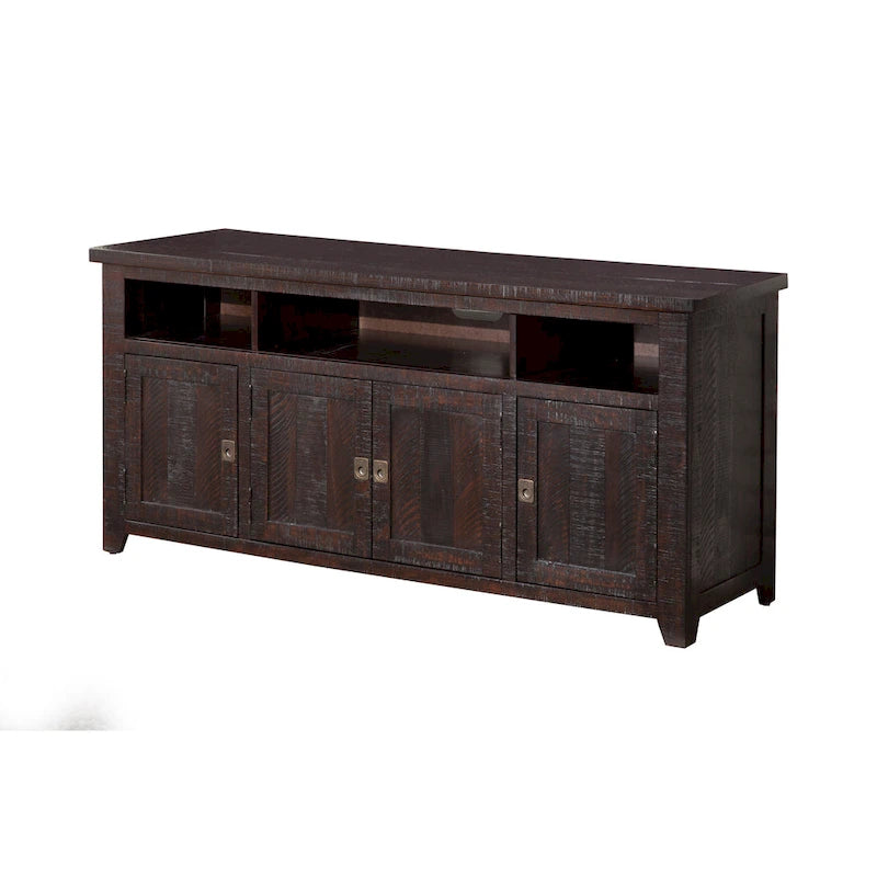 Meuble TV en bois massif de 165 cm de large avec rangement