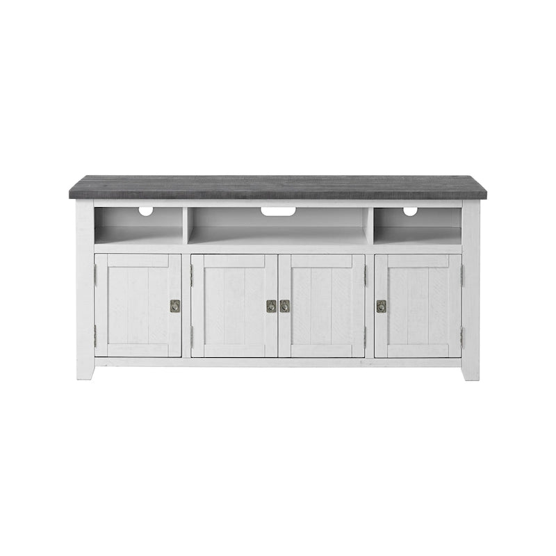 Meuble TV en bois massif de 165 cm de large avec rangement