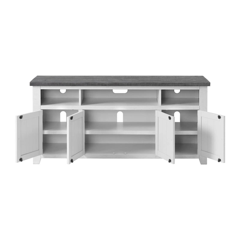 Meuble TV en bois massif de 165 cm de large avec rangement