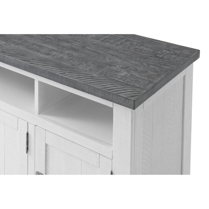 Meuble TV en bois massif de 165 cm de large avec rangement