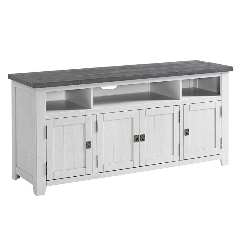 Meuble TV en bois massif de 165 cm de large avec rangement