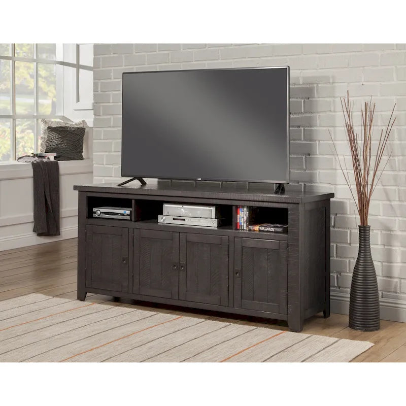 Meuble TV en bois massif de 165 cm de large avec rangement