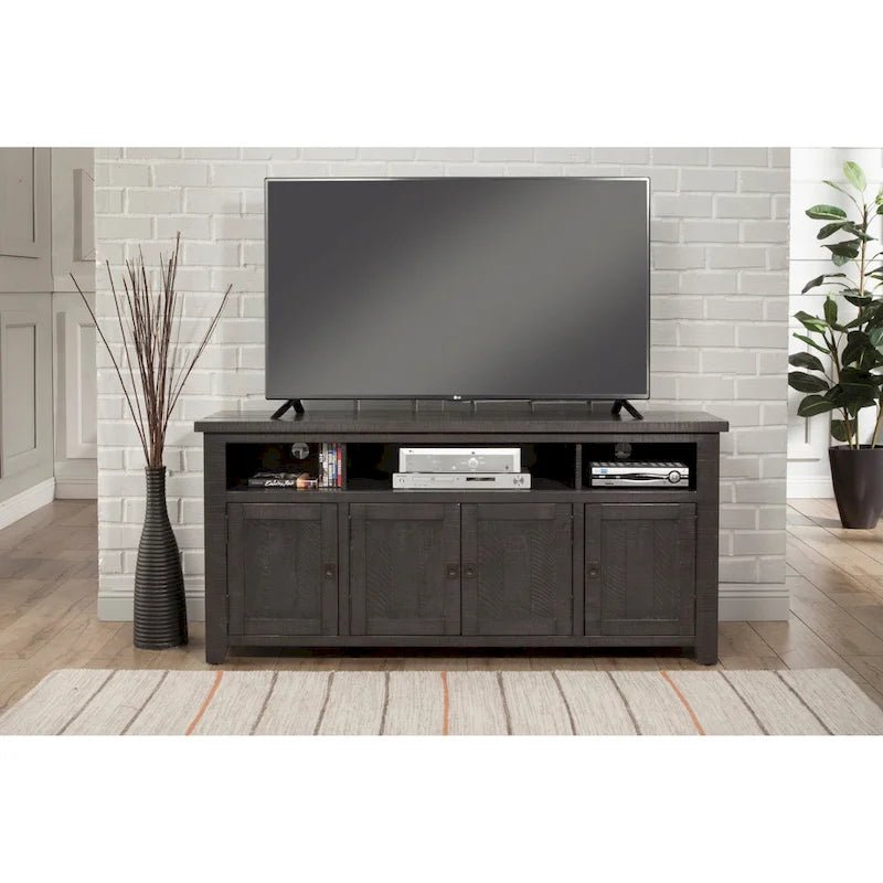 Meuble TV en bois massif de 165 cm de large avec rangement