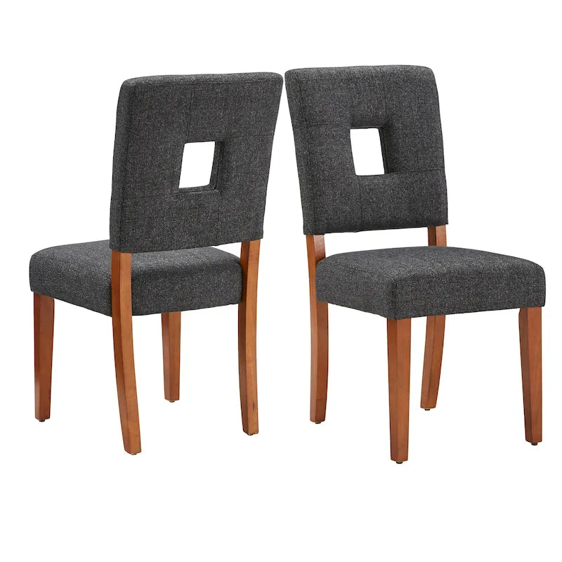 Chaise de salle à manger capitonnée en tissu avec dossier en trou de serrure