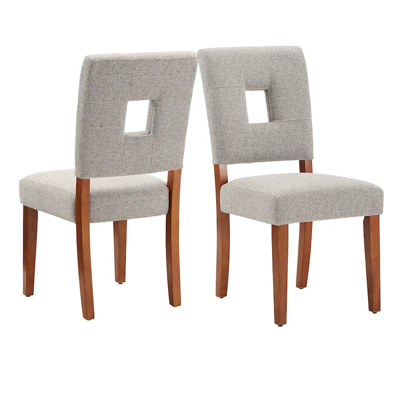 Chaise de salle à manger capitonnée en tissu avec dossier en trou de serrure