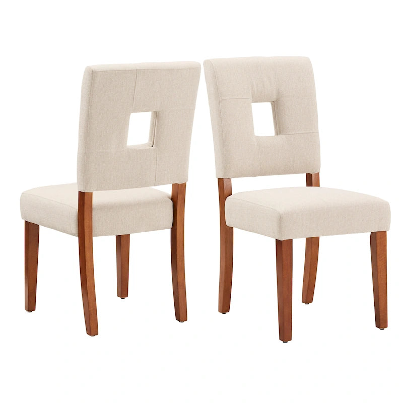 Chaise de salle à manger capitonnée en tissu avec dossier en trou de serrure