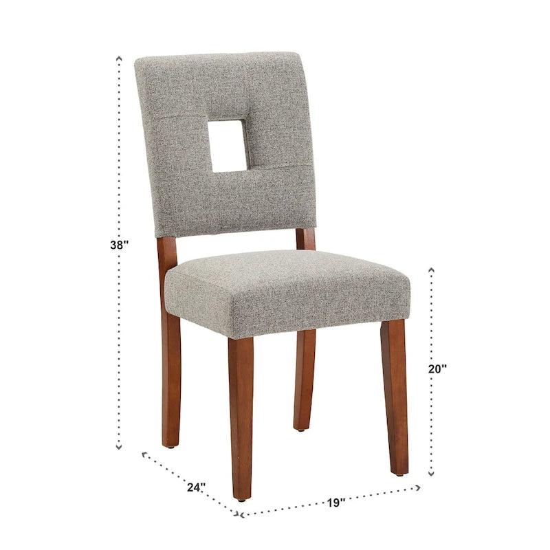 Chaise de salle à manger capitonnée en tissu avec dossier en trou de serrure