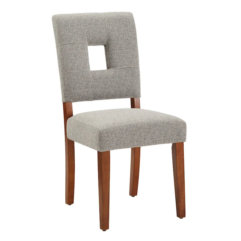 Chaise de salle à manger capitonnée en tissu avec dossier en trou de serrure