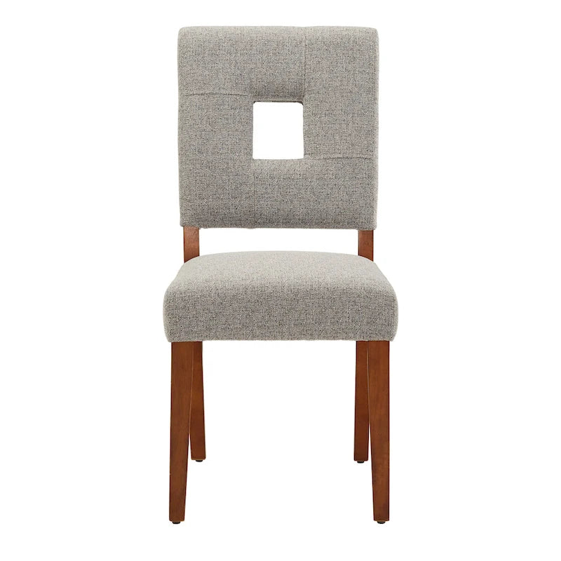 Chaise de salle à manger capitonnée en tissu avec dossier en trou de serrure