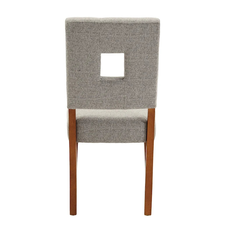 Chaise de salle à manger capitonnée en tissu avec dossier en trou de serrure