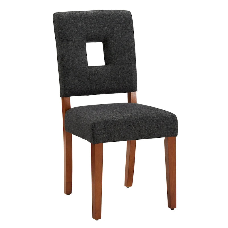 Chaise de salle à manger capitonnée en tissu avec dossier en trou de serrure