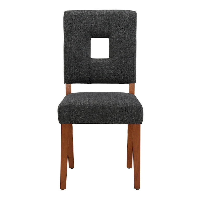 Chaise de salle à manger capitonnée en tissu avec dossier en trou de serrure