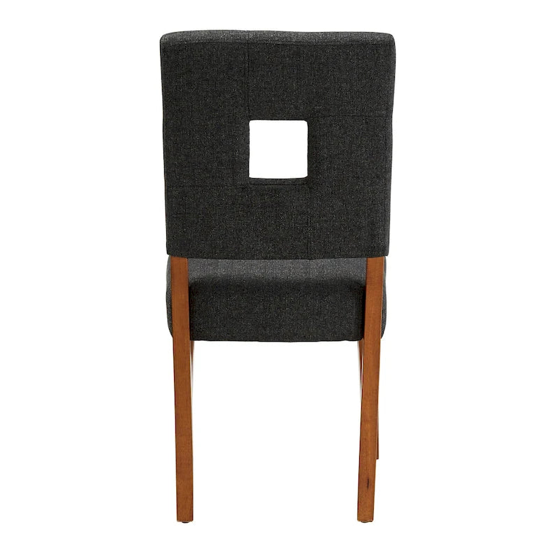 Chaise de salle à manger capitonnée en tissu avec dossier en trou de serrure