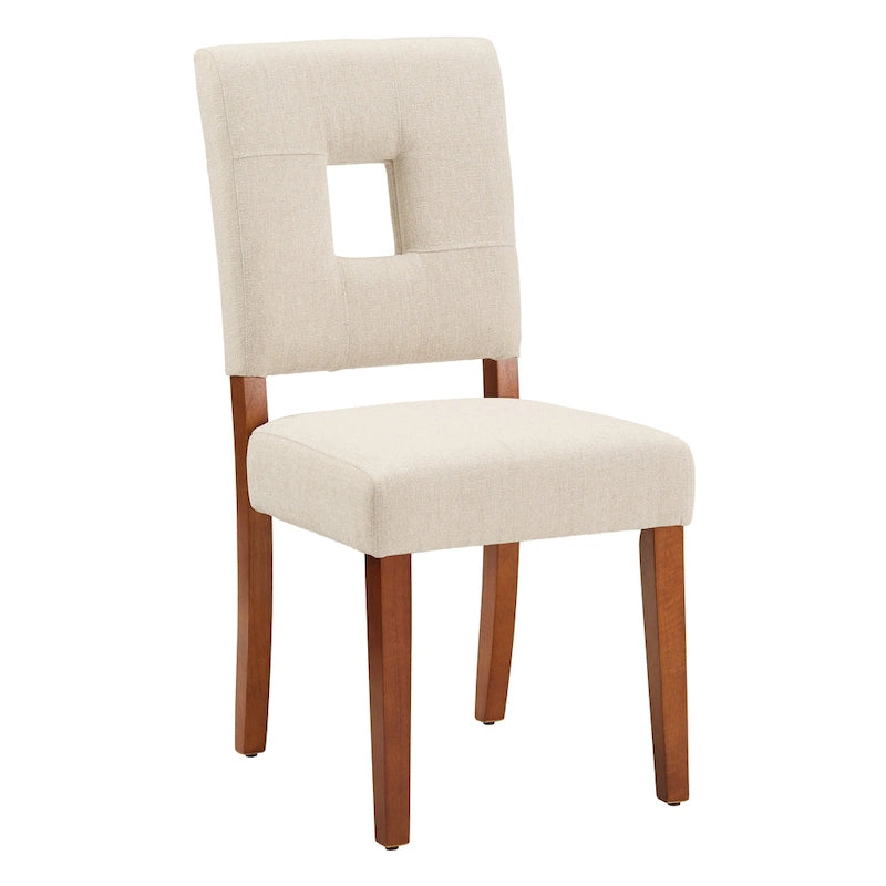 Chaise de salle à manger capitonnée en tissu avec dossier en trou de serrure
