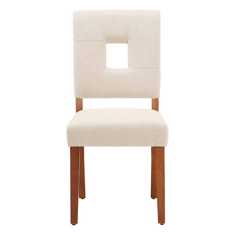 Chaise de salle à manger capitonnée en tissu avec dossier en trou de serrure