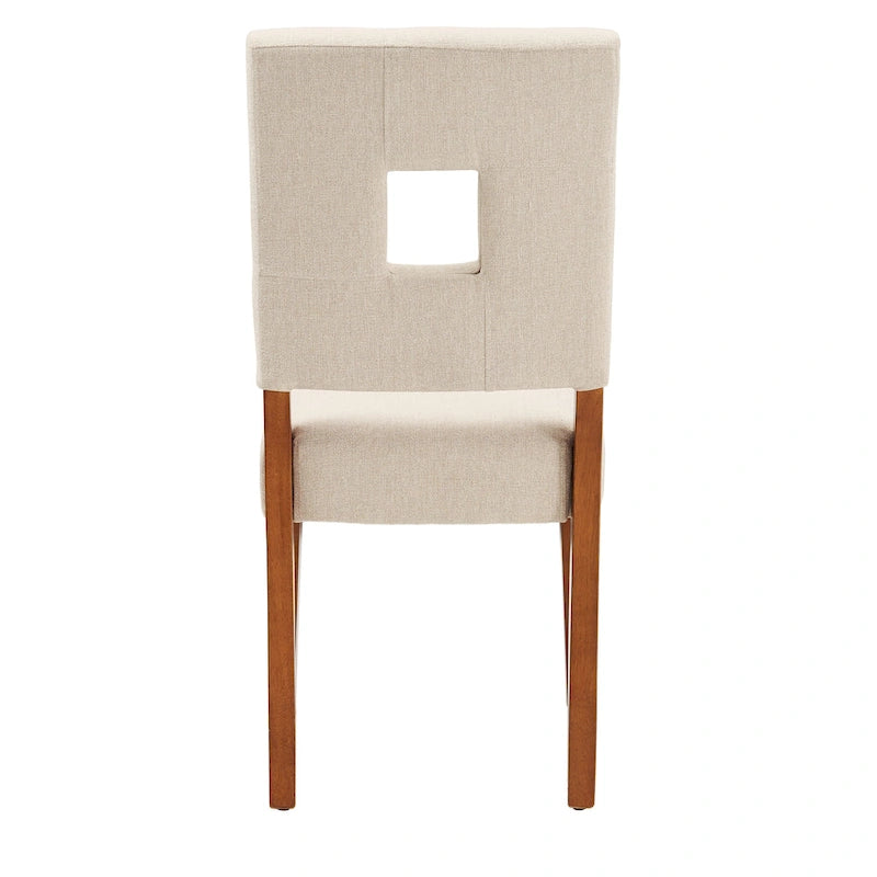 Chaise de salle à manger capitonnée en tissu avec dossier en trou de serrure