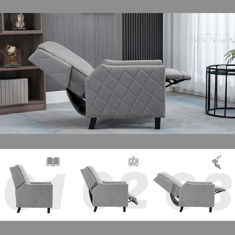 Fauteuil inclinable à pousser avec dossier à oreilles en lin