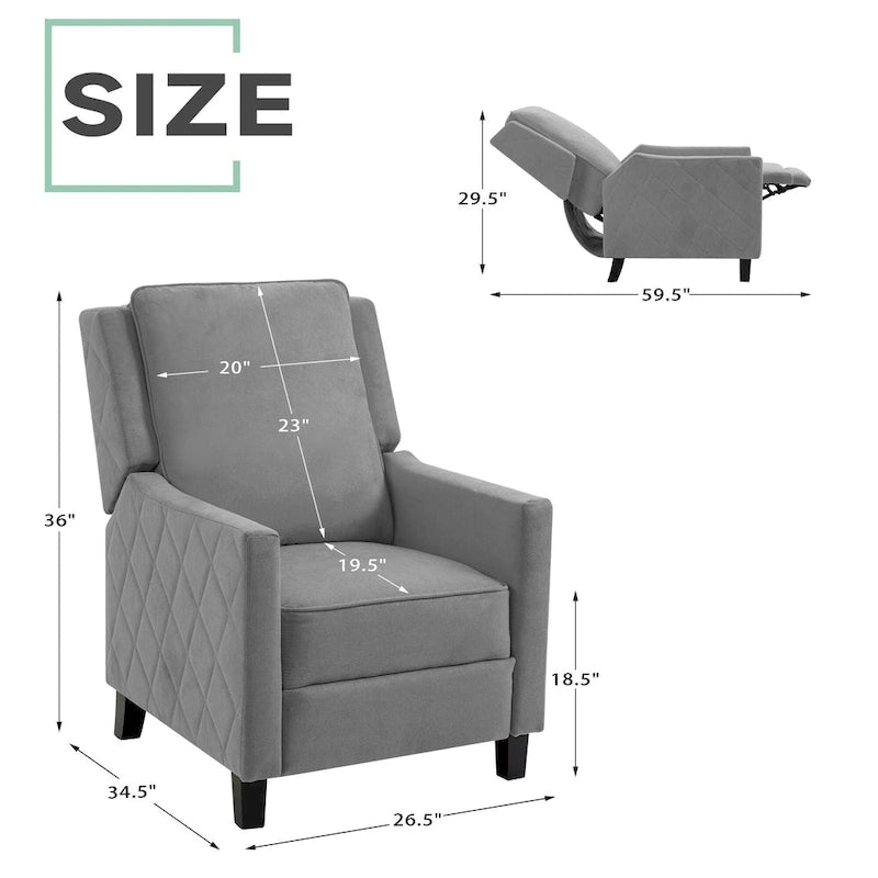 Fauteuil inclinable à pousser avec dossier à oreilles en lin