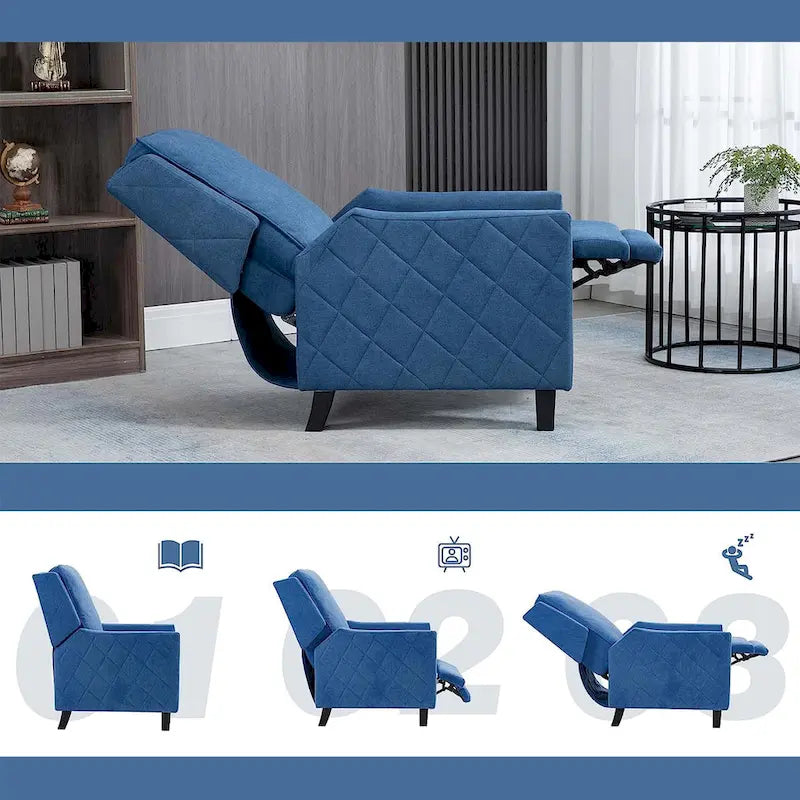 Fauteuil inclinable à pousser avec dossier à oreilles en lin