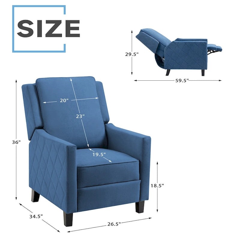 Fauteuil inclinable à pousser avec dossier à oreilles en lin