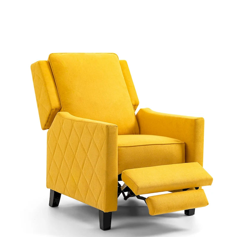 Fauteuil inclinable à pousser avec dossier à oreilles en lin