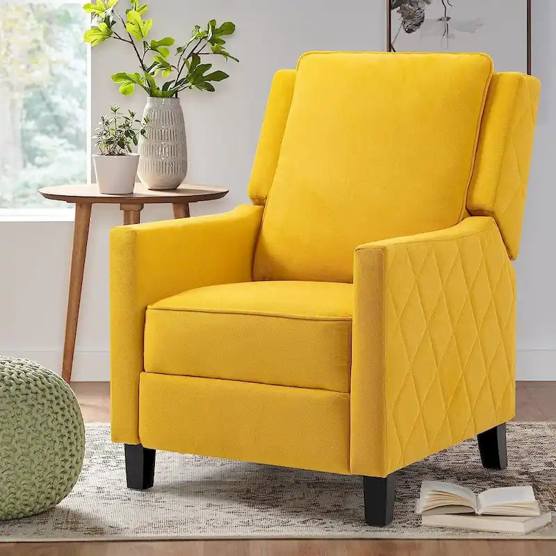 Fauteuil inclinable à pousser avec dossier à oreilles en lin