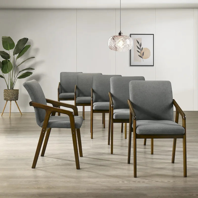 Chaise de salle à manger rembourrée rustique simple avec accoudoirs en bois