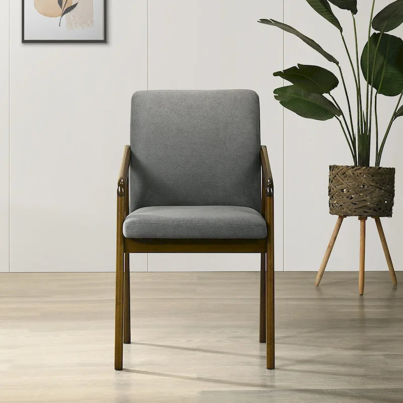 Chaise de salle à manger rembourrée rustique simple avec accoudoirs en bois