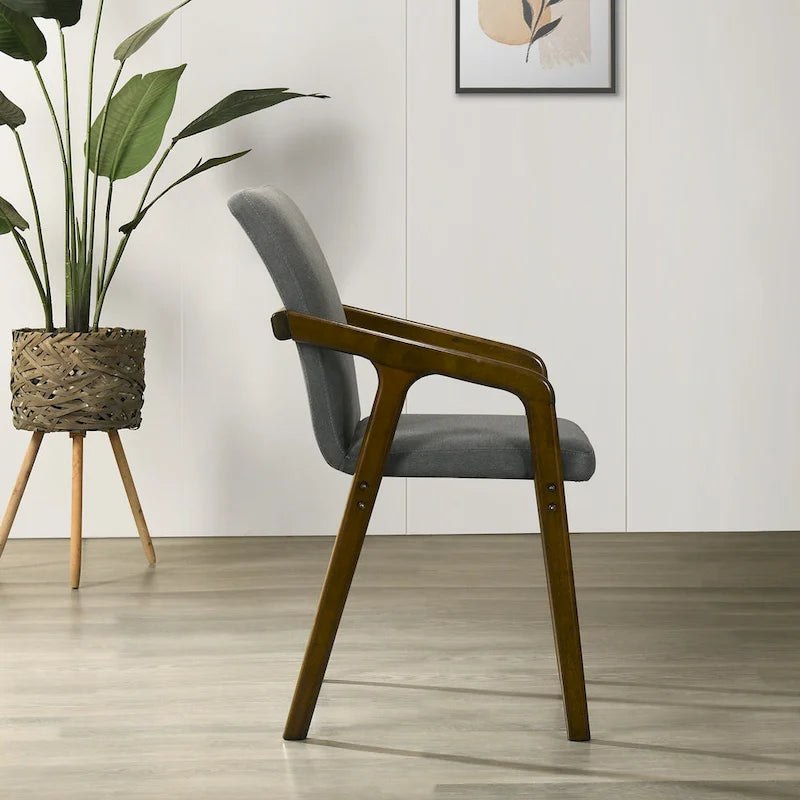 Chaise de salle à manger rembourrée rustique simple avec accoudoirs en bois