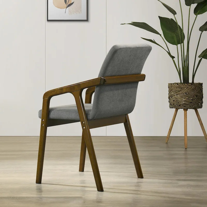 Chaise de salle à manger rembourrée rustique simple avec accoudoirs en bois