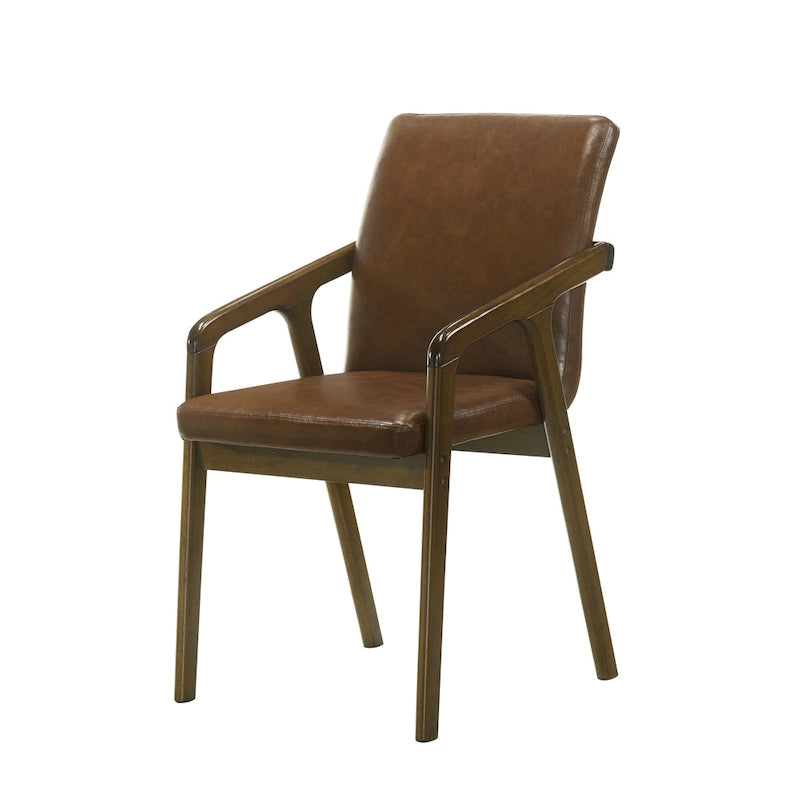 Chaise de salle à manger rembourrée rustique simple avec accoudoirs en bois
