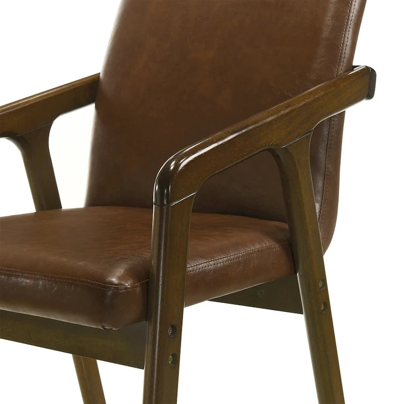 Chaise de salle à manger rembourrée rustique simple avec accoudoirs en bois