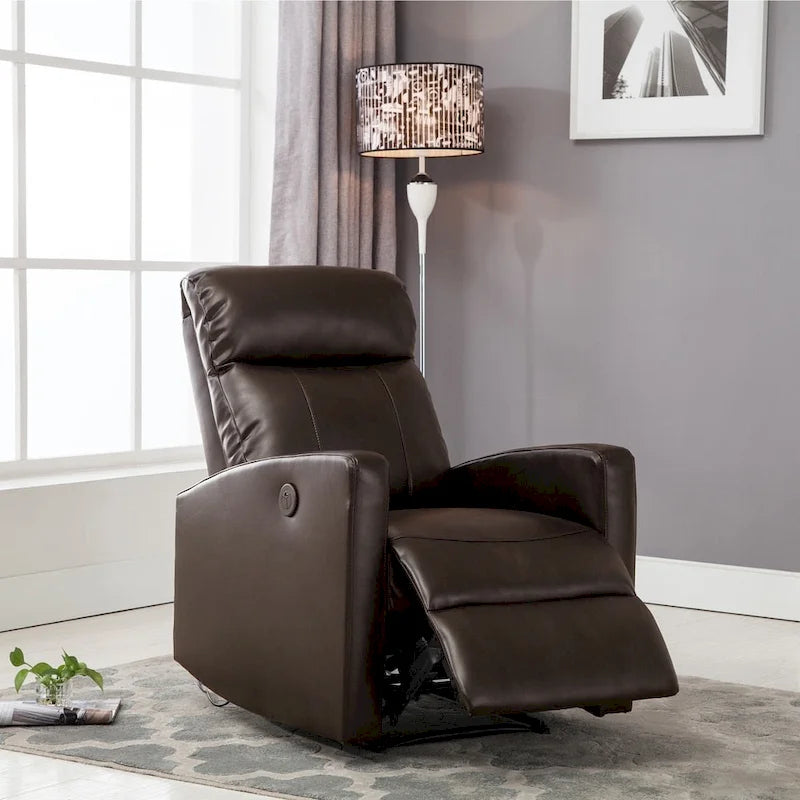 Petit fauteuil de lecture inclinable moderne en similicuir avec fonction électrique