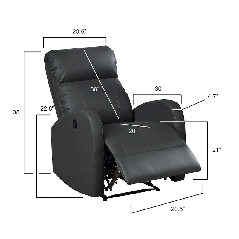Petit fauteuil de lecture inclinable moderne en similicuir avec fonction électrique