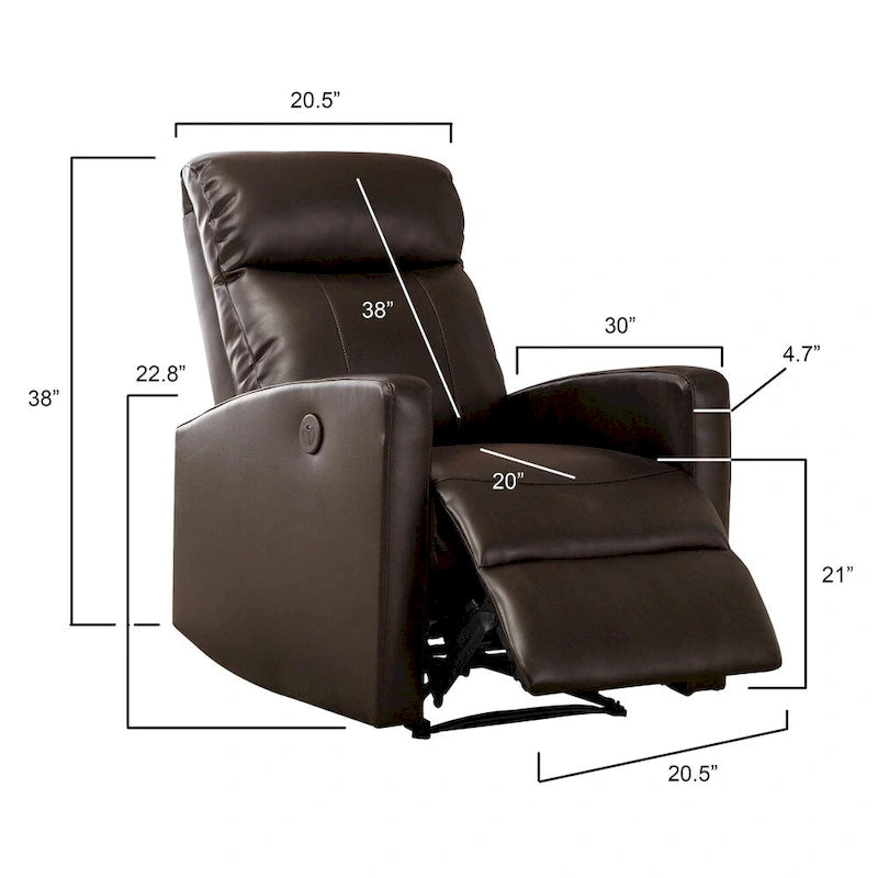 Petit fauteuil de lecture inclinable moderne en similicuir avec fonction électrique