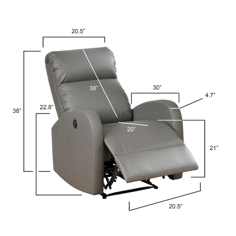 Petit fauteuil de lecture inclinable moderne en similicuir avec fonction électrique