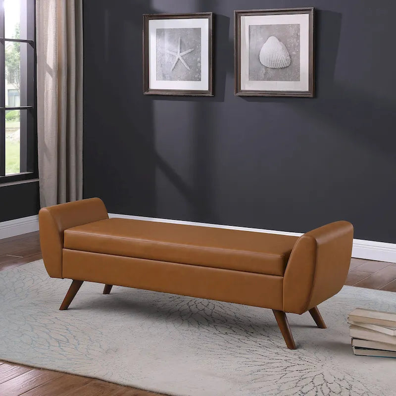 Banc de rangement moderne avec pieds en bois