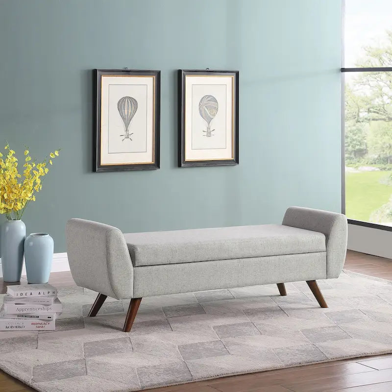 Banc de rangement moderne avec pieds en bois