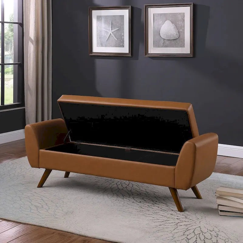 Banc de rangement moderne avec pieds en bois