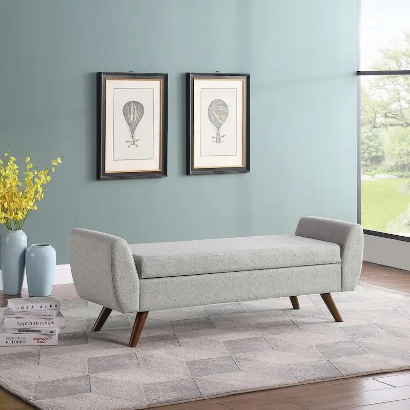 Banc de rangement moderne avec pieds en bois