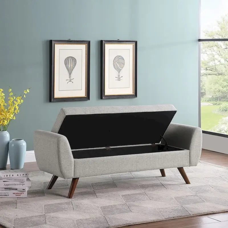 Banc de rangement moderne avec pieds en bois