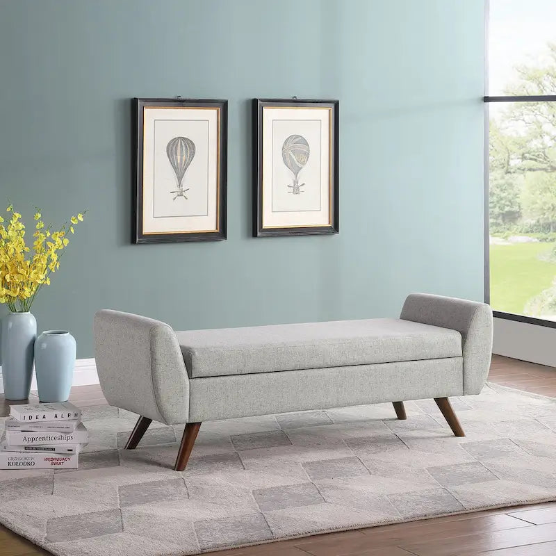 Banc de rangement moderne avec pieds en bois
