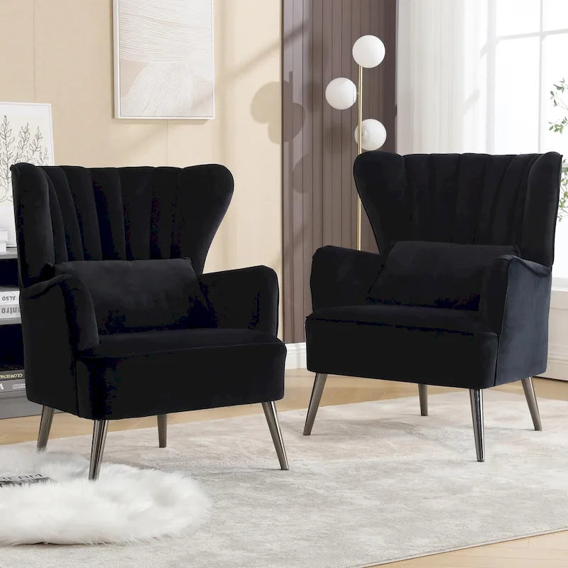 Fauteuil à oreilles moderne capitonné