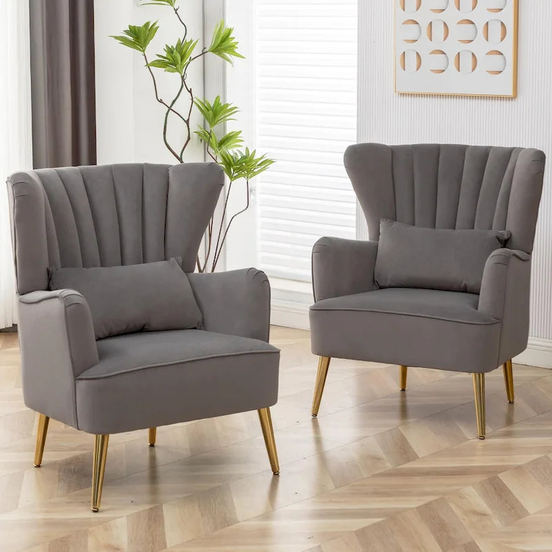 Fauteuil à oreilles moderne capitonné